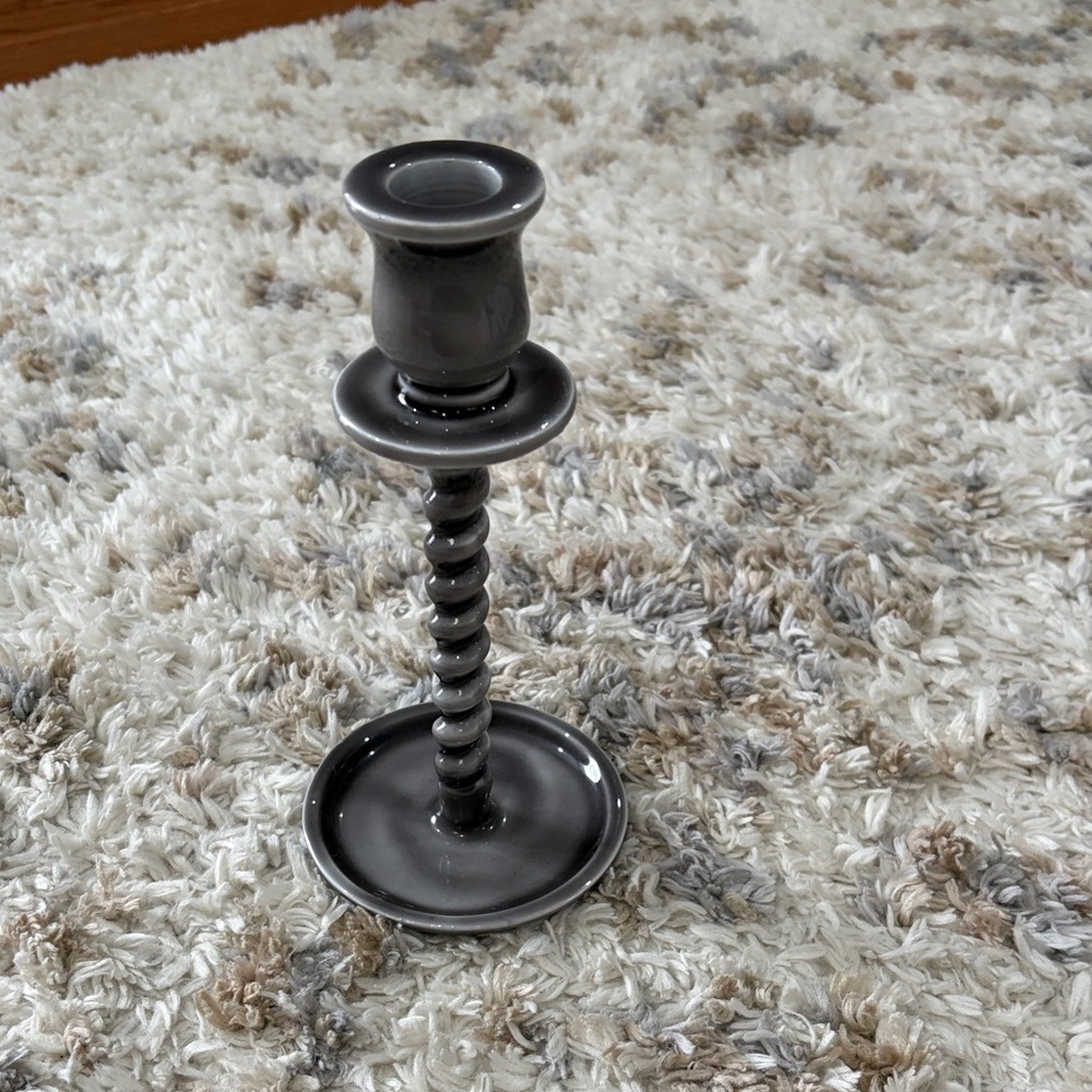 Twisted Gray Ceramic Candle Holder*